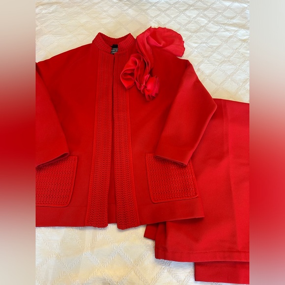 Vintage 1970’s Hedy Knits Of California Red Pantsuit Sz S Matching Neck Scarf